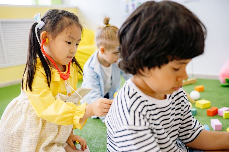 Wooden blocks and building toys at Baby Island Daycare