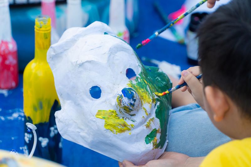 Art supplies and creative workspace at Baby Island Daycare